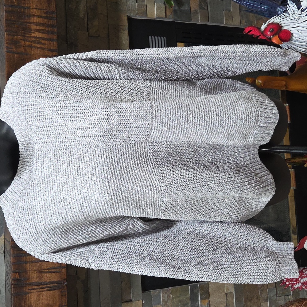 Maurices Gray Chenille Patchwork Oversized Pullov… - image 2